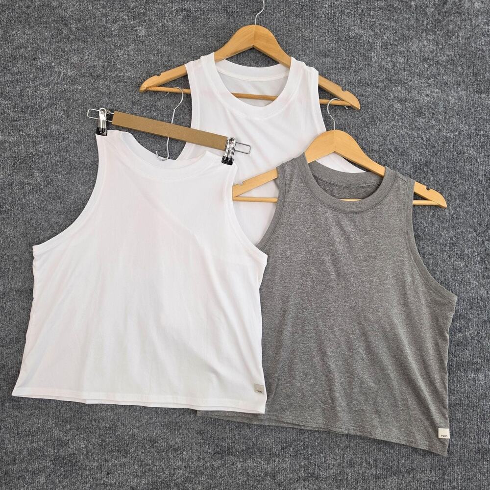 Vuori Top Women Medium Energy Tank Relaxed White Gray Athletic Gym Lot Of 3